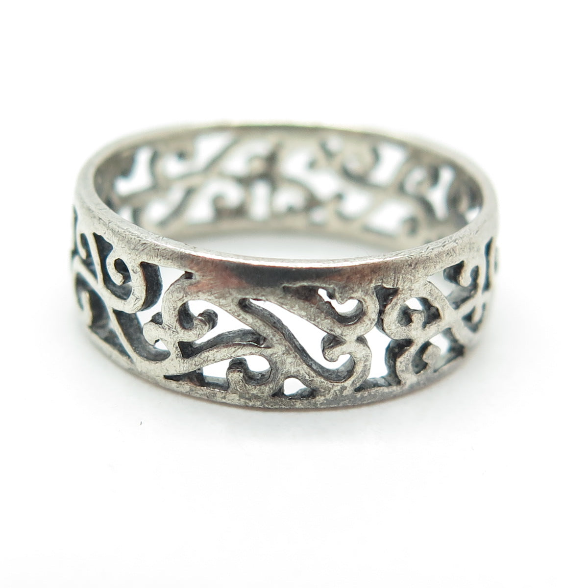 925 Sterling Silver Vintage Swirl Oxidized Band Ring Size 7.25