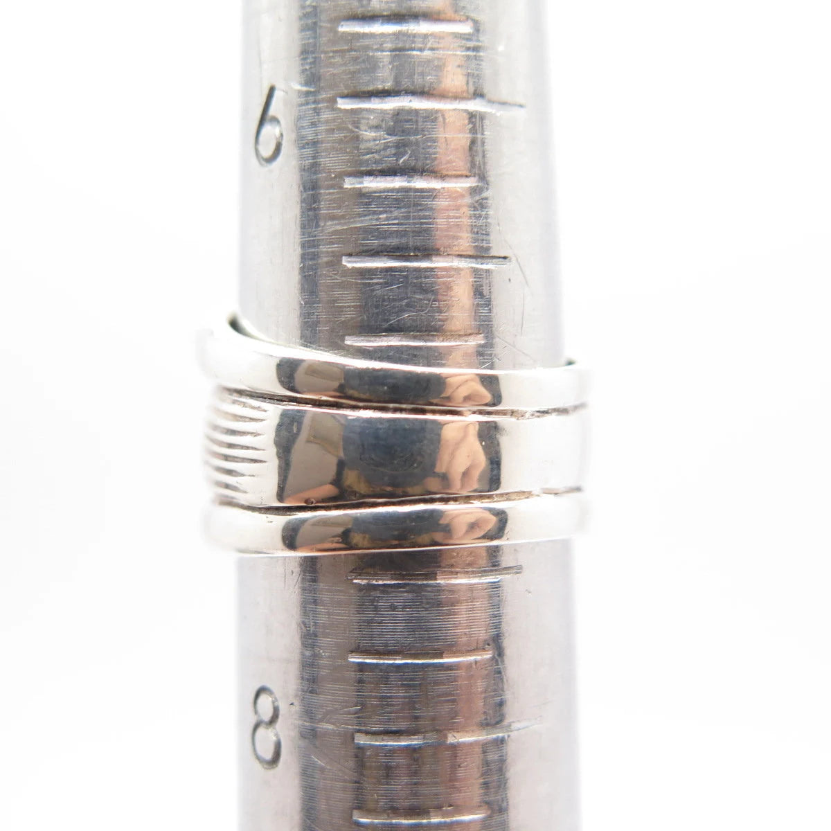 925 Sterling Silver Vintage Concave Striped Ring Size 7.25