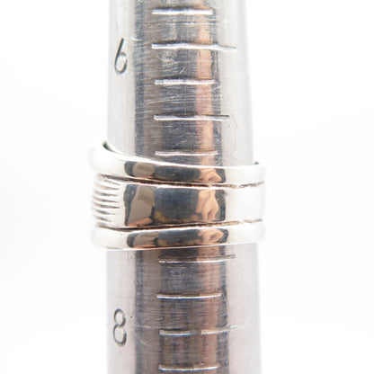 925 Sterling Silver Vintage Concave Striped Ring Size 7.25