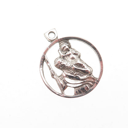 Chapel 925 Sterling Silver Vintage St. Christopher Charm Pendant