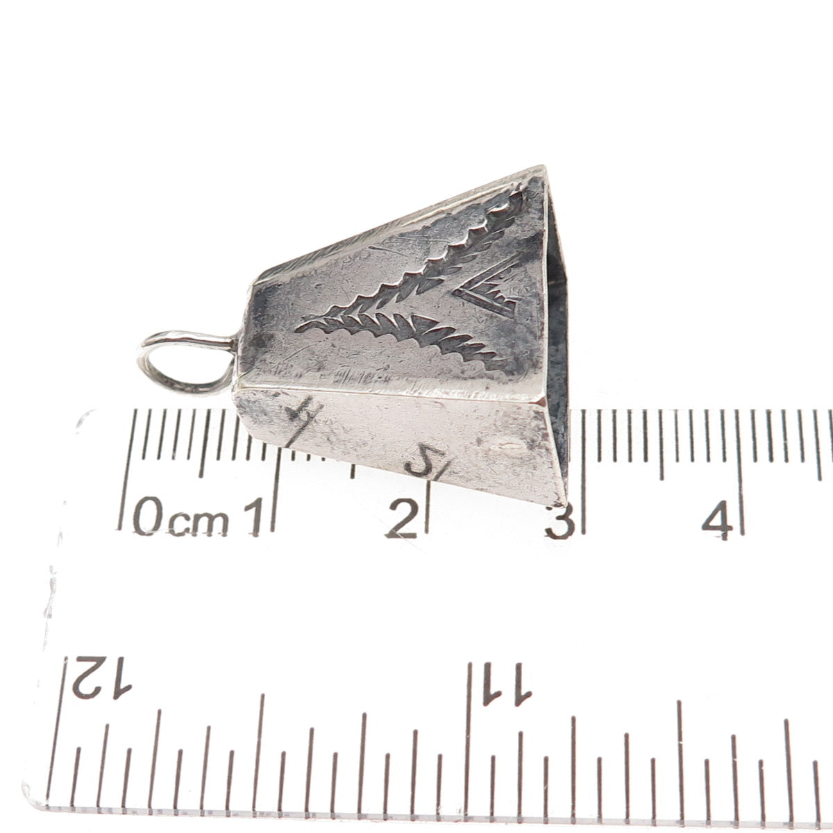 Old Pawn 925 Sterling Silver Vintage Southwestern Bell Tribal Charm Pendant