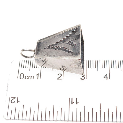 Old Pawn 925 Sterling Silver Vintage Southwestern Bell Tribal Charm Pendant