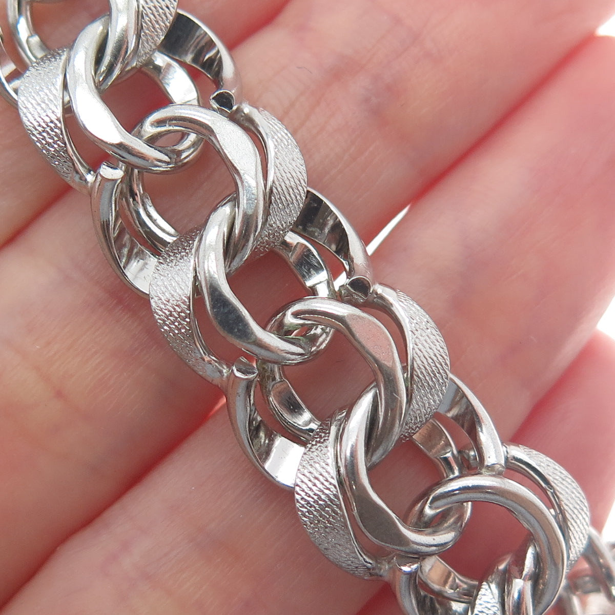 AMERICAN 925 Sterling Silver Antique Art Deco Bismark Link Bracelet 7.25"
