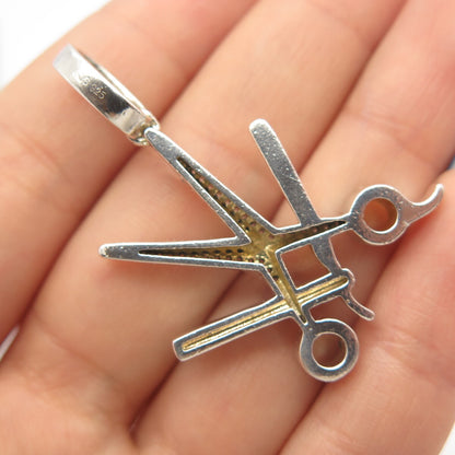 925 Sterling Silver C Z Scissors Pendant