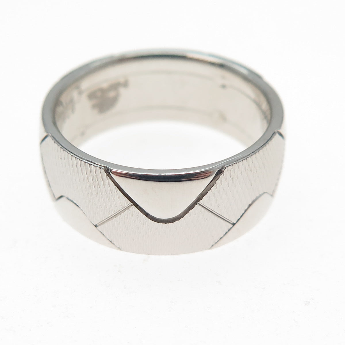 NEOS 925 Sterling Silver Textured Zig Zag Band Ring Size 8.25