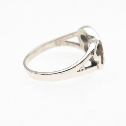 925 Sterling Silver Vintage Infinity Heart Oxidized Ring Size 5.25