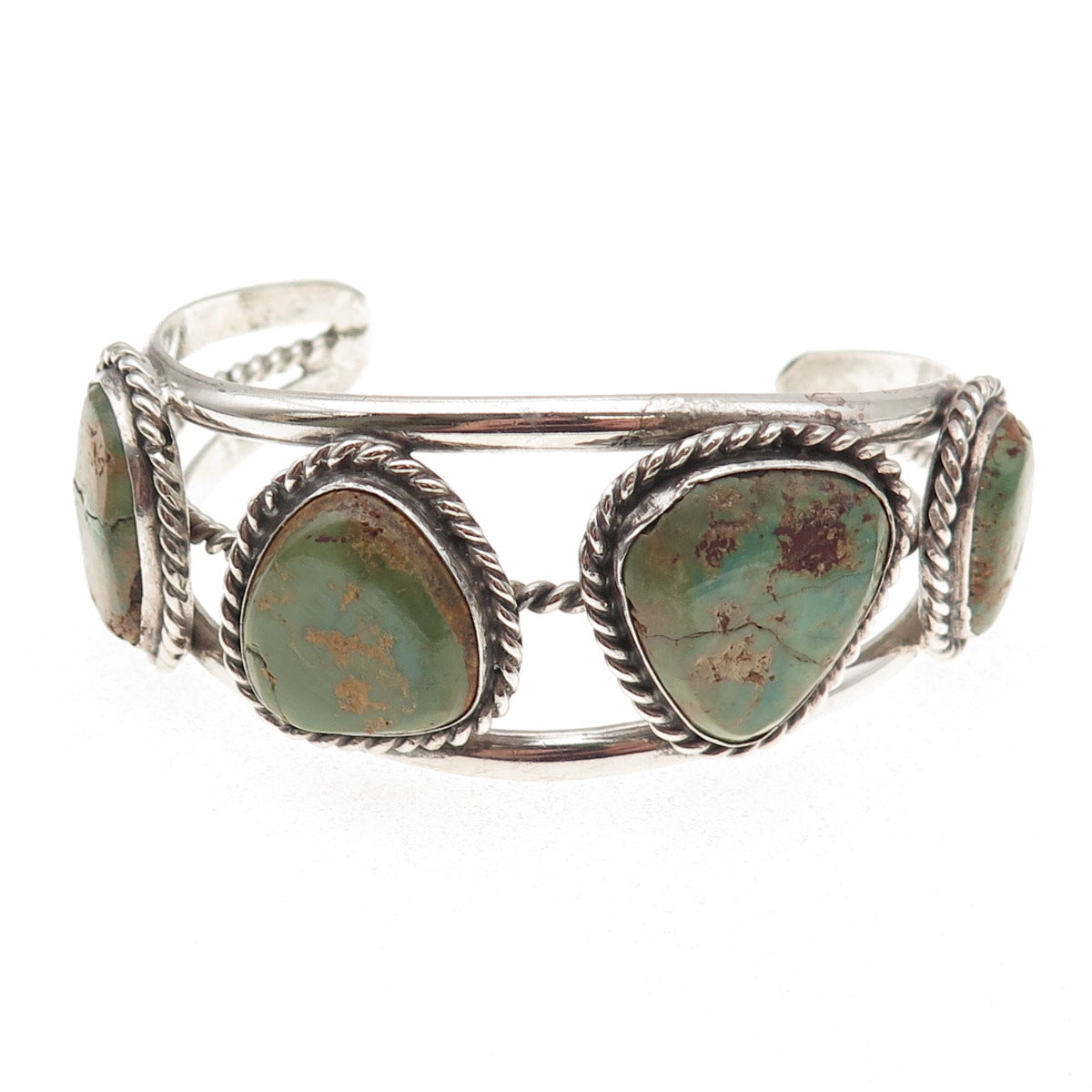 Old Pawn 925 Sterling Silver Vintage Royston Turquoise Adjustable Bracelet 6.75"