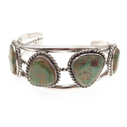 Old Pawn 925 Sterling Silver Vintage Royston Turquoise Adjustable Bracelet 6.75"