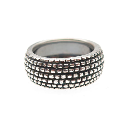 925 Sterling Silver Vintage Modernist Oxidized Band Ring Size 7