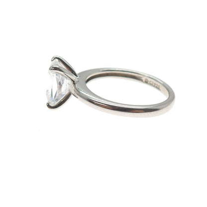 925 Sterling Silver Radiant-Cut C Z Engagement Ring Size 7.75