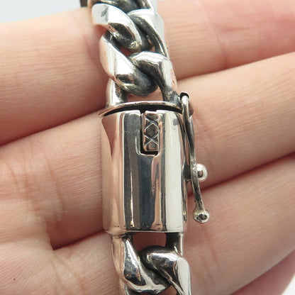 925 Sterling Silver Vintage Heavy Figaro Link Bracelet 8"