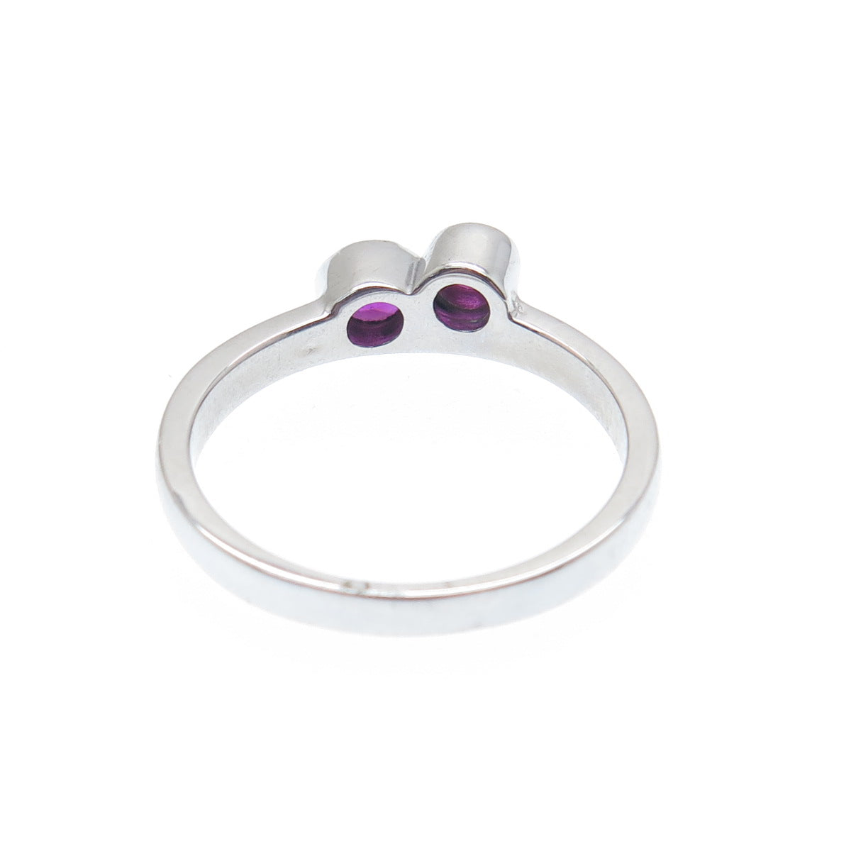 925 Sterling Silver Lab-Created Round-Cut Ruby Couple Ring Size 6