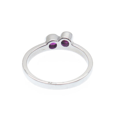 925 Sterling Silver Lab-Created Round-Cut Ruby Couple Ring Size 6
