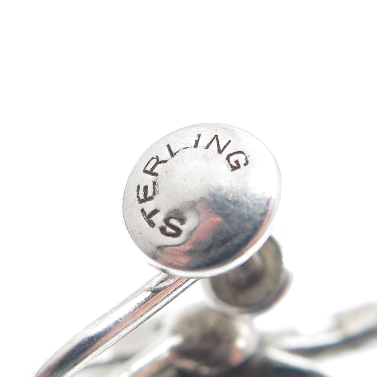 925 Sterling Silver Vintage Modernist Flower Heart Screw Back Earrings