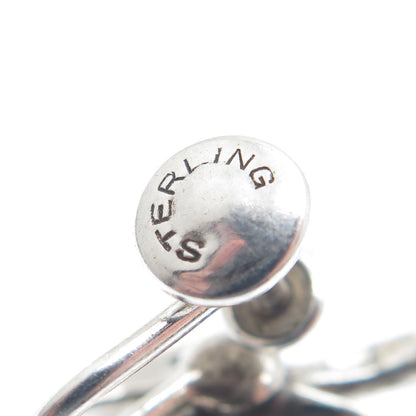 925 Sterling Silver Vintage Modernist Flower Heart Screw Back Earrings