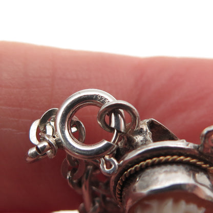 800 Silver Vintage Italy Real MOP Carved Lady Cameo Bracelet 7" (broken lock)
