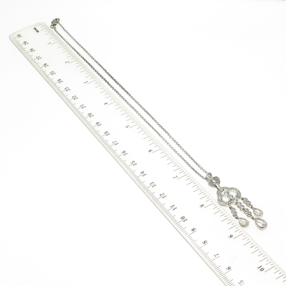 925 Sterling Silver Pave C Z Rolo Chain Necklace 16"