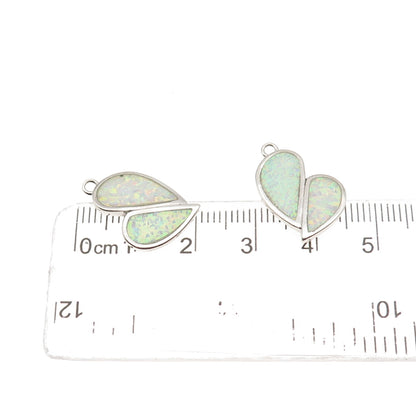 925 Sterling Silver Vintage Real Opal Modernist Petal Jacket Earrings
