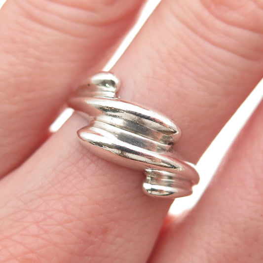 925 Sterling Silver Vintage Modernist Oxidized Ring Size 6.75