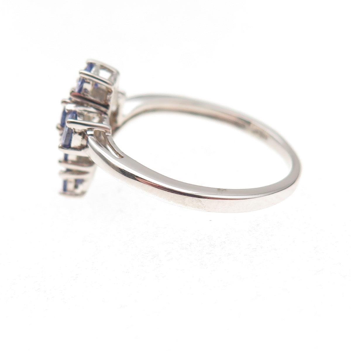 Chuck Clemency 925 Sterling Silver Real Round-Cut Tanzanite Cross Ring Size 8
