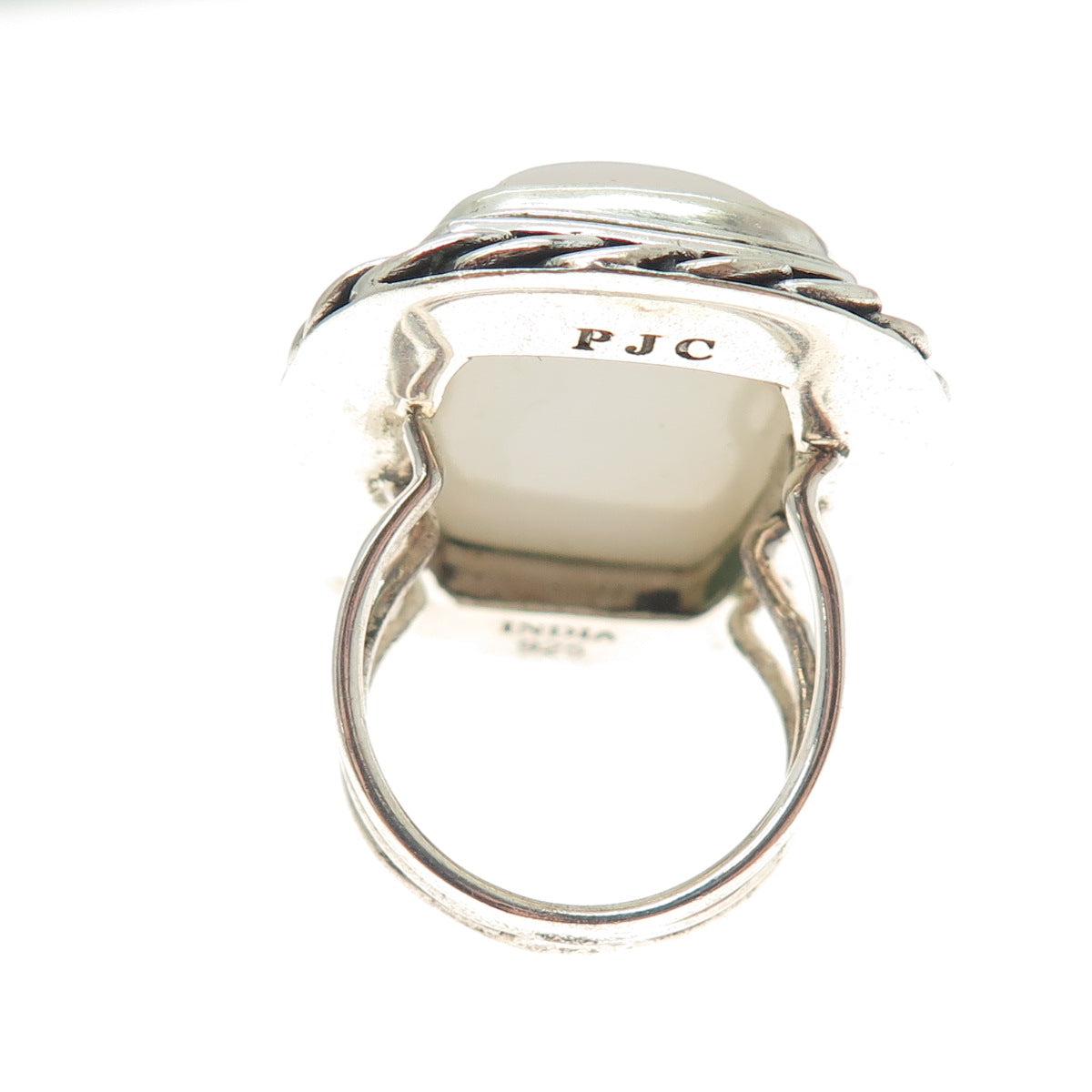 925 Sterling Silver Vintage Real Opalescent Druzy Modernist Ring Size 6.25