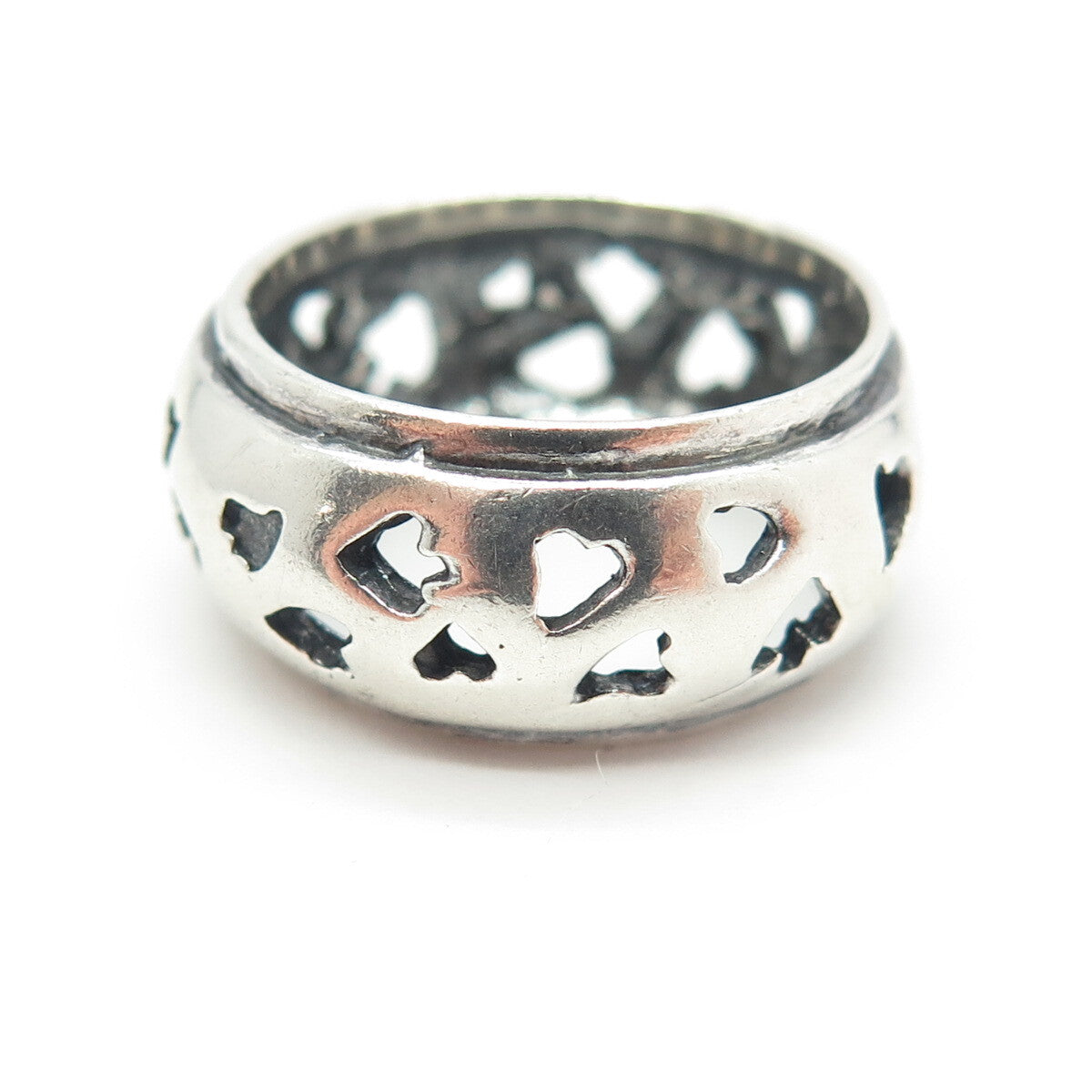 925 Sterling Silver Vintage Spade & Heart Playing Cards Band Ring Size 6.5