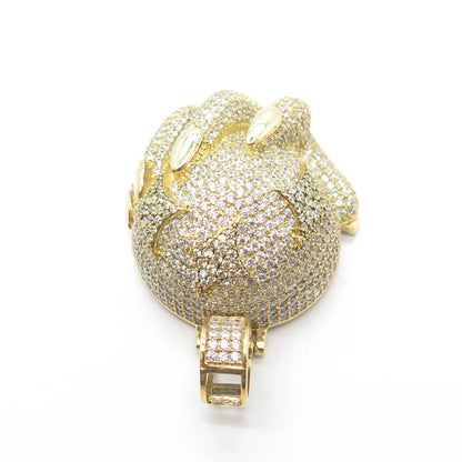 925 Sterling Silver Gold Plated C Z Globe & Flower In Hand Pendant