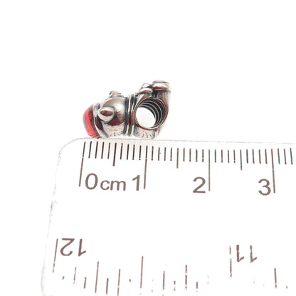 PANDORA 925 Sterling Silver Enamel Christmas Bear Slide Bead Charm