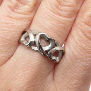 925 Sterling Silver Vintage Open Heart Ring Size 8