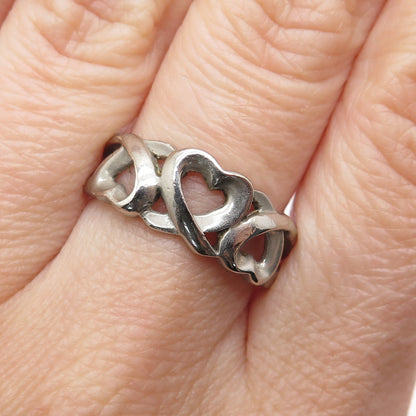 925 Sterling Silver Vintage Open Heart Ring Size 8