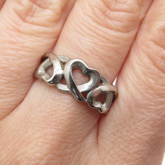 925 Sterling Silver Vintage Open Heart Ring Size 8