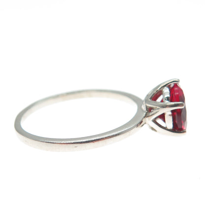 DAZZLERS 925 Sterling Silver Round-Cut Nano Red Garnet Ring Size 7