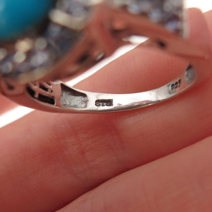Chuck Clemency 925 Sterling Silver Real Turquoise & Tanzanite Ring Size 8.25