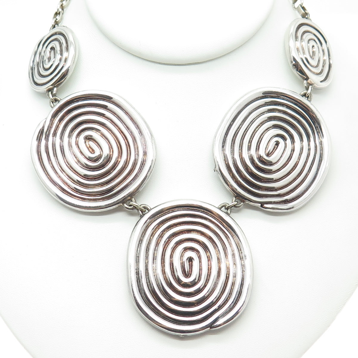 FREDERIC JEAN DUCLOS 925 Sterling Silver Vintage Spiral Modernist Necklace 18"