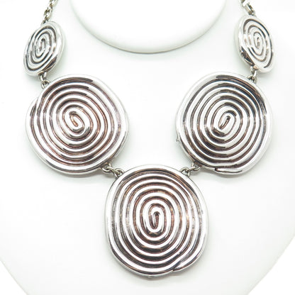 FREDERIC JEAN DUCLOS 925 Sterling Silver Vintage Spiral Modernist Necklace 18"