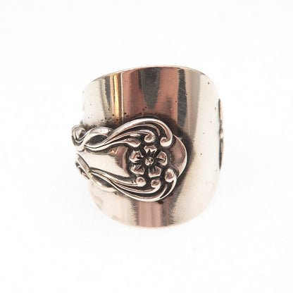 Beau 925 Sterling Silver Antique Art Deco Adjustable Spoon Ring Size 6