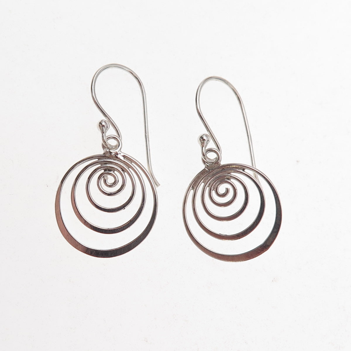 925 Sterling Silver Vintage Spiral Dangle Earrings