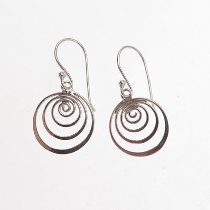 925 Sterling Silver Vintage Spiral Dangle Earrings
