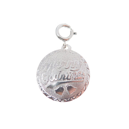 JEWELART Sterling Silver Vintage Merry Christmas Spring Ring Lock Charm Pendant