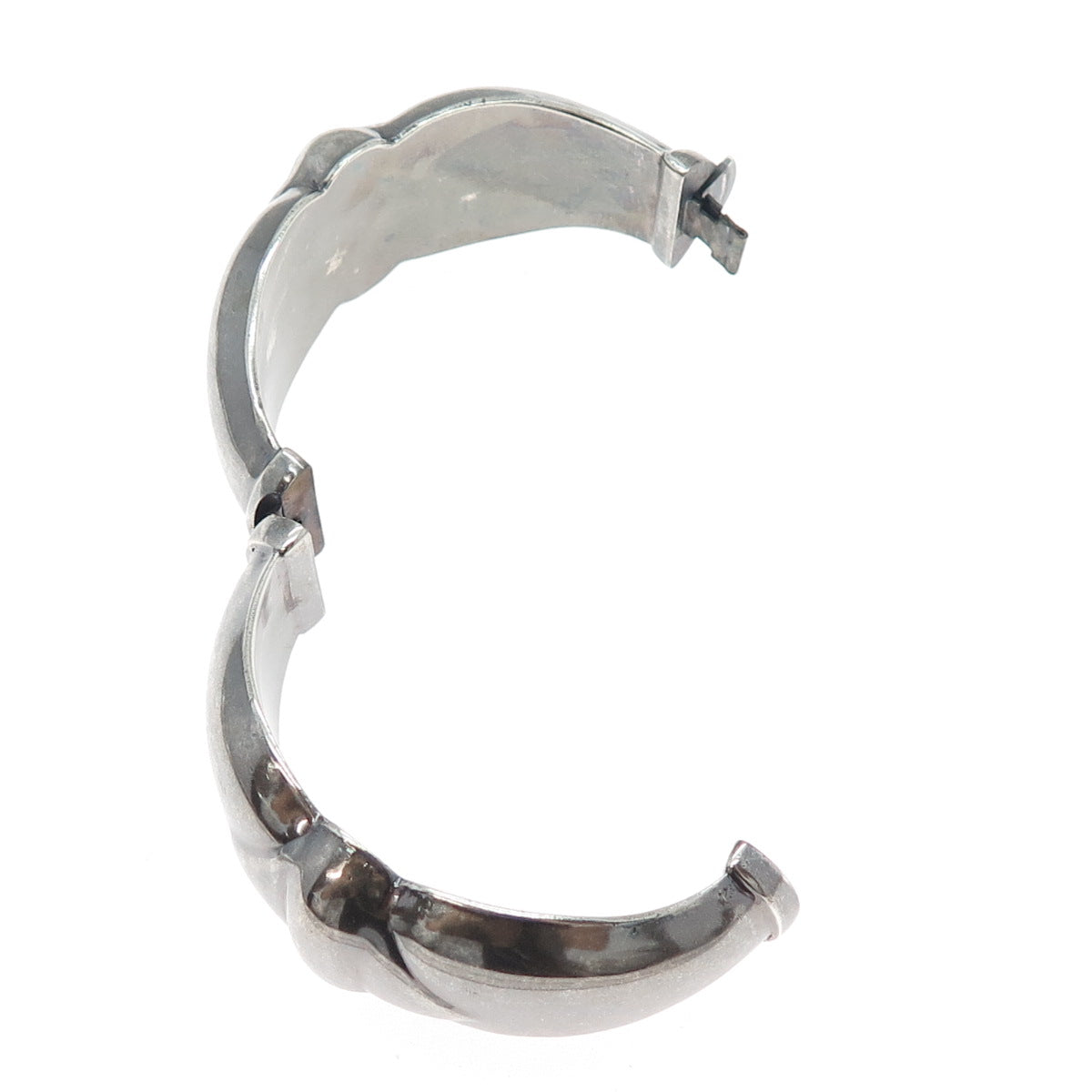 925 Sterling Silver Vintage Italy Modernist Heavy 72.5g Oxidized Bracelet 7.25"