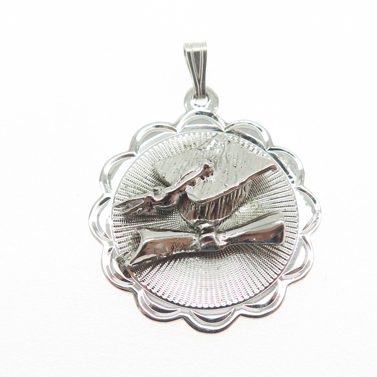 JEANOR 925 Sterling Silver Vintage Graduation Academic Cap Pendant