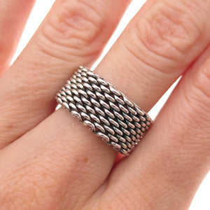 Tiffany & Co. 925 Sterling Silver Vintage Somerset Mesh Band Ring Size 7.75