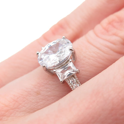 925 Sterling Silver C Z Engagement Ring Size 5.5