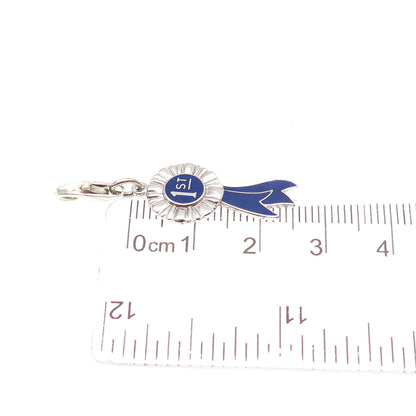 Griffith & Sons 925 Sterling Vintage Enamel 1st Place Lobster Lock Mini Pendant