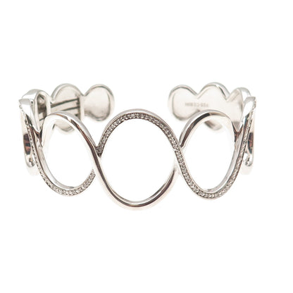 Sun 925 Sterling Silver Round-Cut C Z Infinity Link Adjustable Bracelet 6.25"