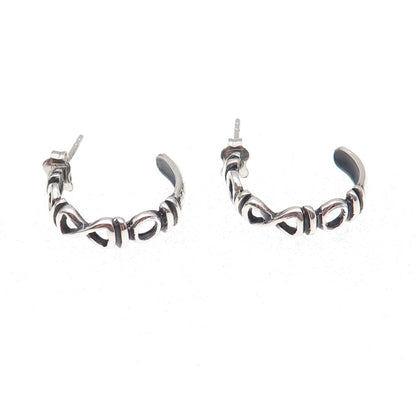 925 Sterling Silver Vintage Infinity Oxidized Hoop Earrings
