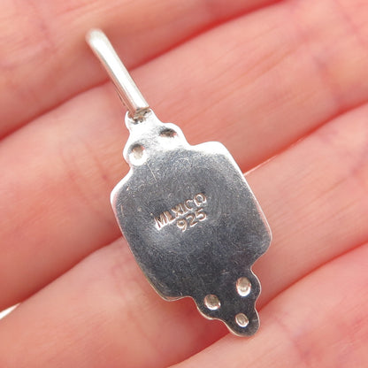 925 Sterling Silver Vintage Mexico Real Pink Mother-of-Pearl Charm Pendant