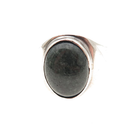 Carlos Silva 925 Sterling Silver Vintage Real Agate Modernist Ring Size 11