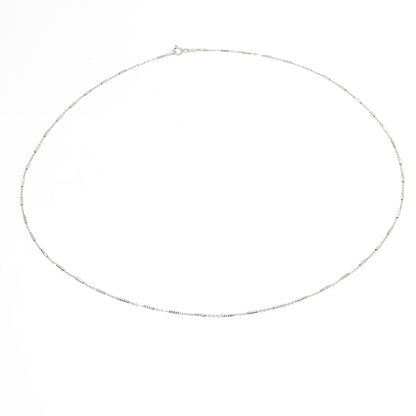 925 Sterling Silver Italy Figaro Diamond-Cut Bar Chain Necklace 20"