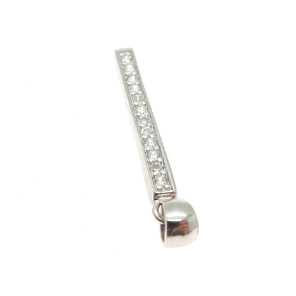 925 Sterling Silver Round-Cut C Z Bar Pendant